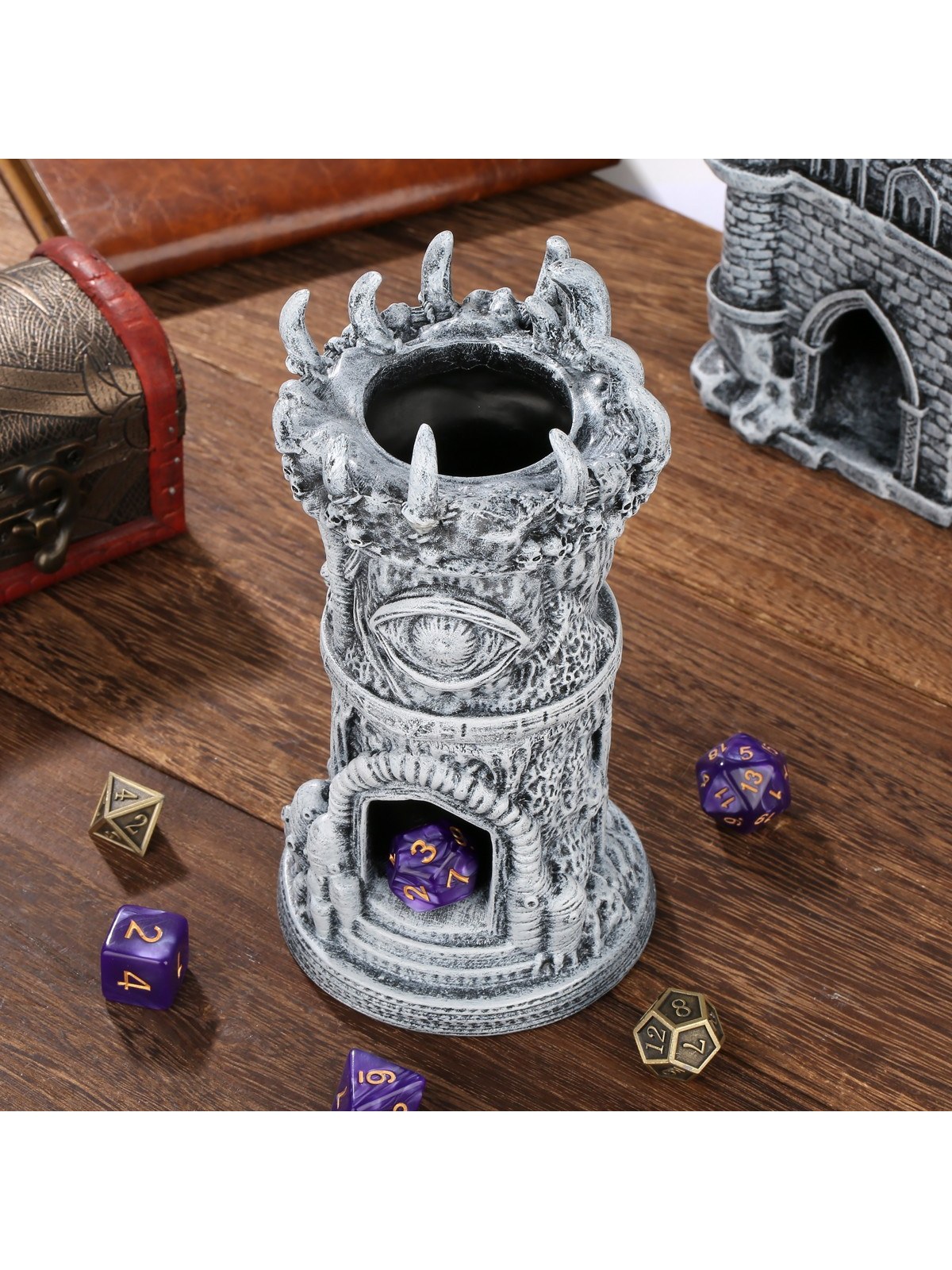 Fantasy Tower Dice Roller, Resin, Carved Gothic Design, photo 4