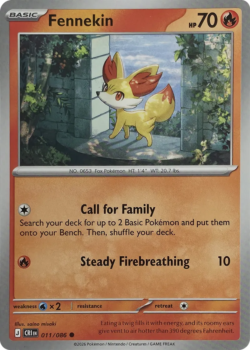 2026 Pokemon Chaos Rising Fennekin #011/086 Common front