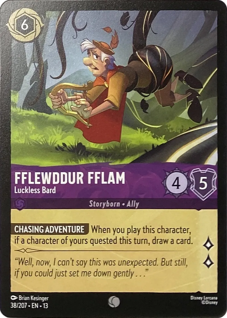 2026 Disney Lorcana Attack of the Vine! Fflewddur Fflam - Luckless Bard #38/207 Common front