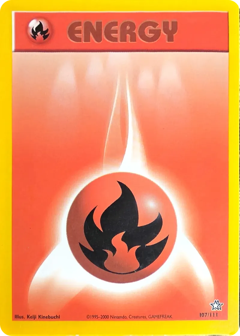 2000 Pokemon Neo Genesis Fire Energy #107/111 Unlimited Common, front