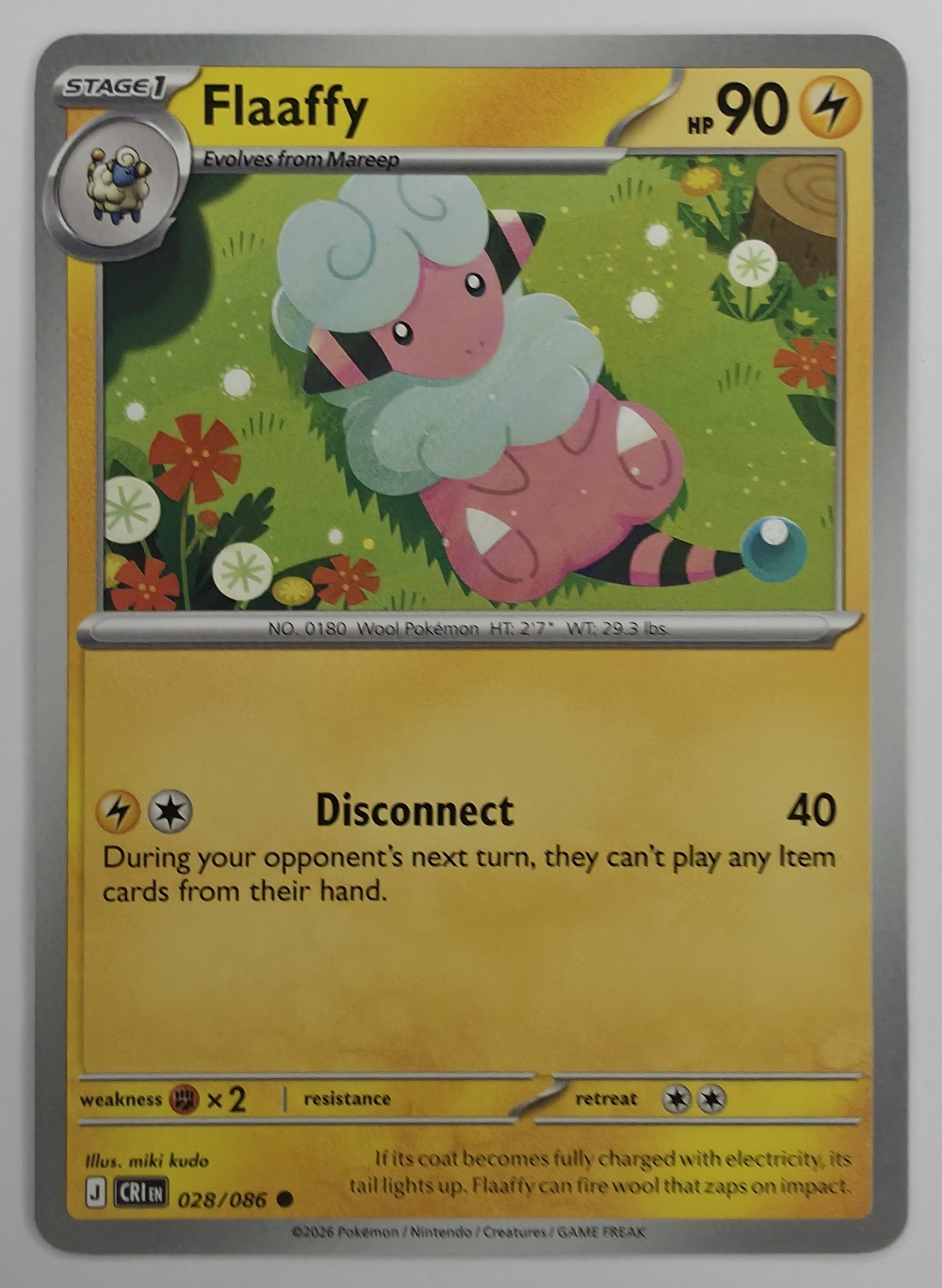 2026 Pokemon Chaos Rising Flaaffy #028/086 Common front