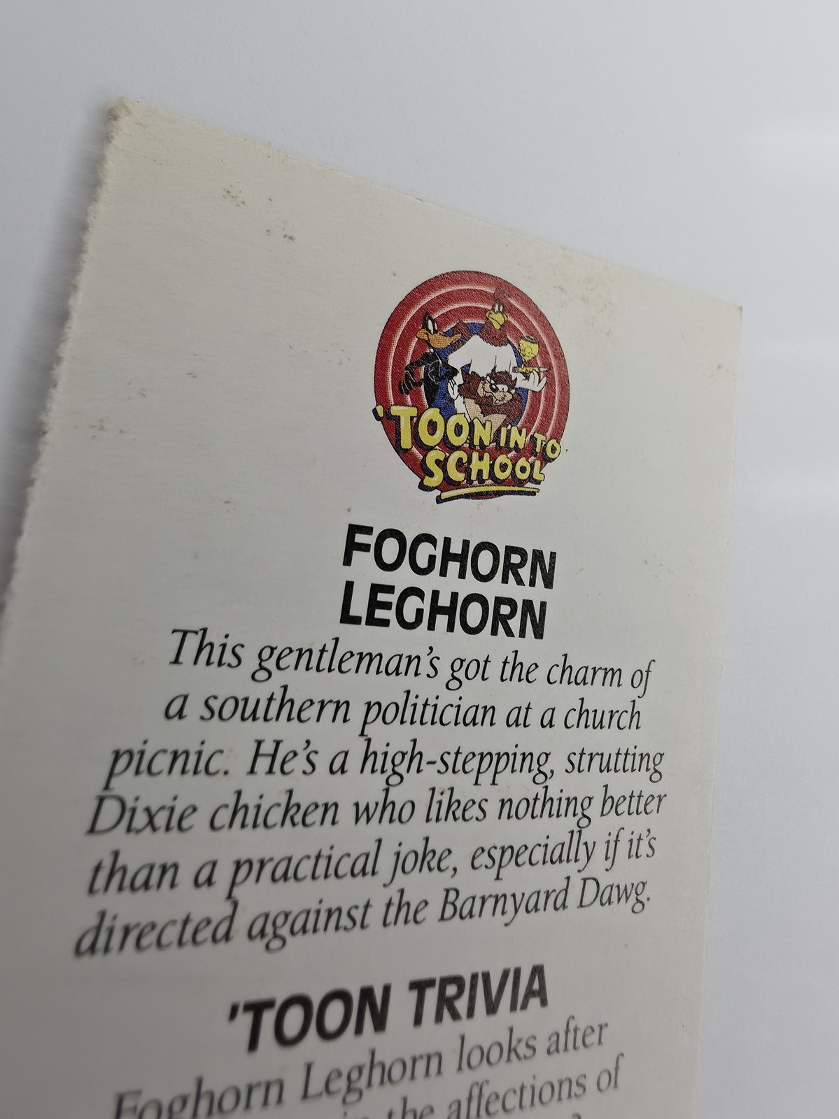 Foghorn Leghorn 'Toon In To School card photo 4