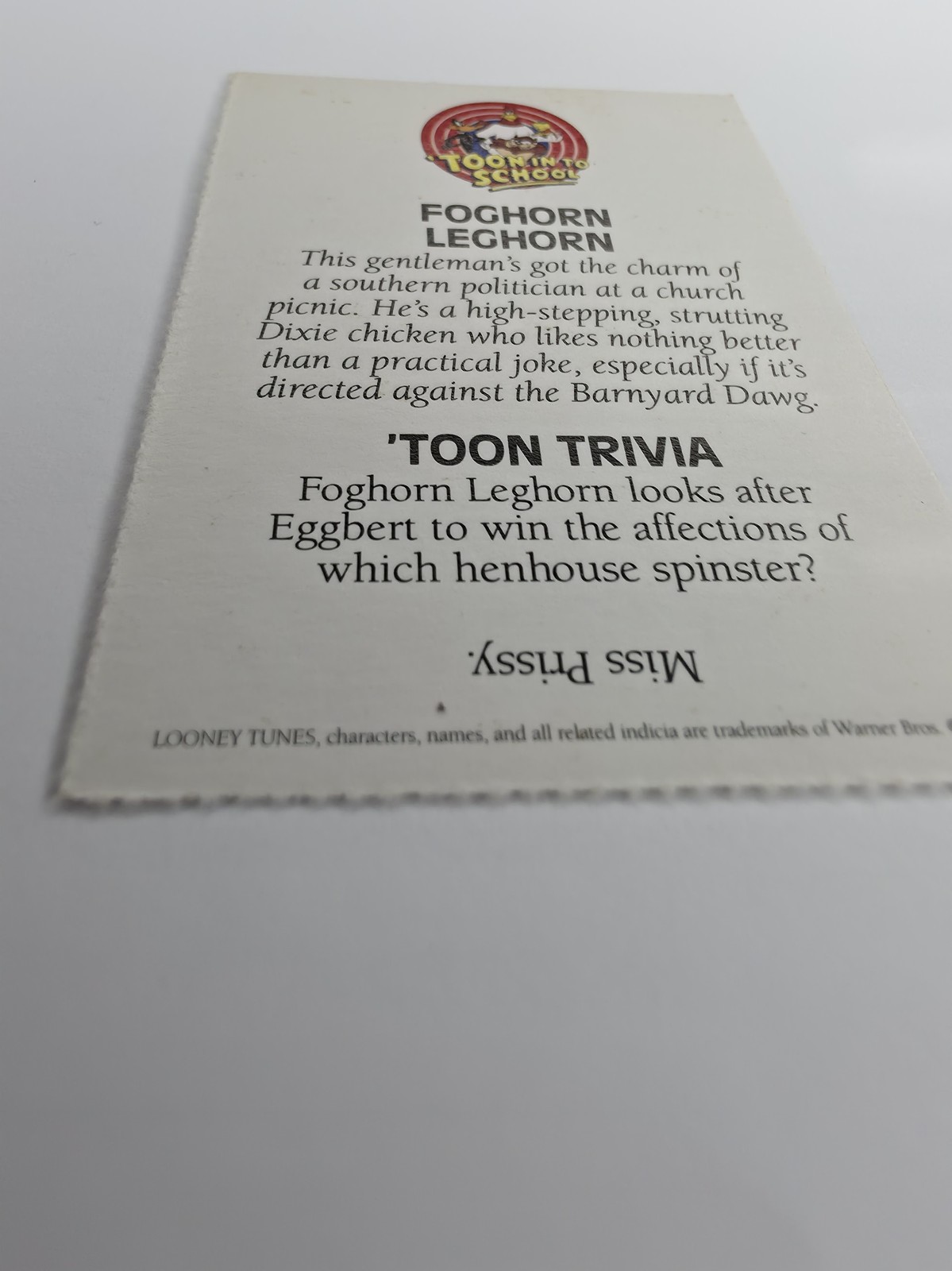 Foghorn Leghorn 'Toon In To School card photo 5
