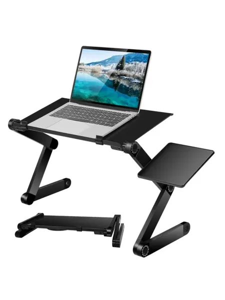 Foldable Laptop Desk, Adjustable Aluminum Tray with Mouse Pad, photo 1