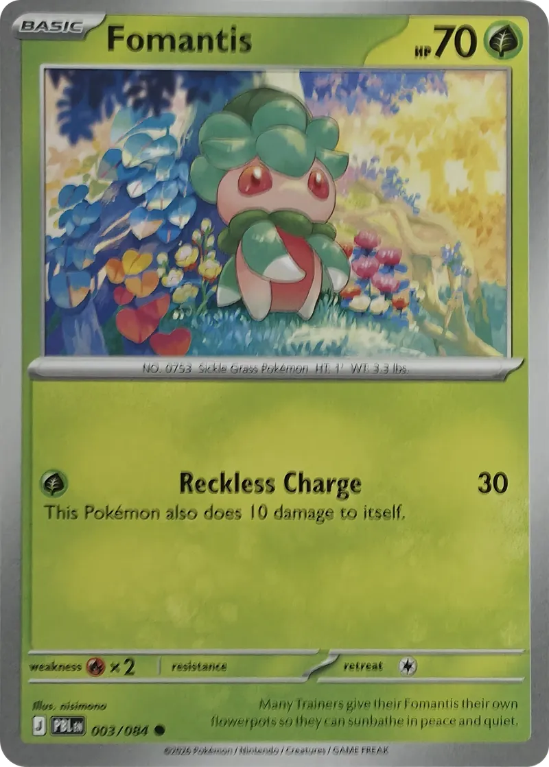 2026 Pokemon Pitch Black Fomantis #003/084 Common front
