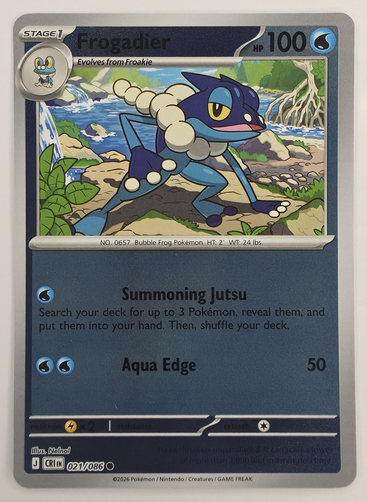 2026 Pokemon Chaos Rising Frogadier #021/086 Reverse Holo Common front