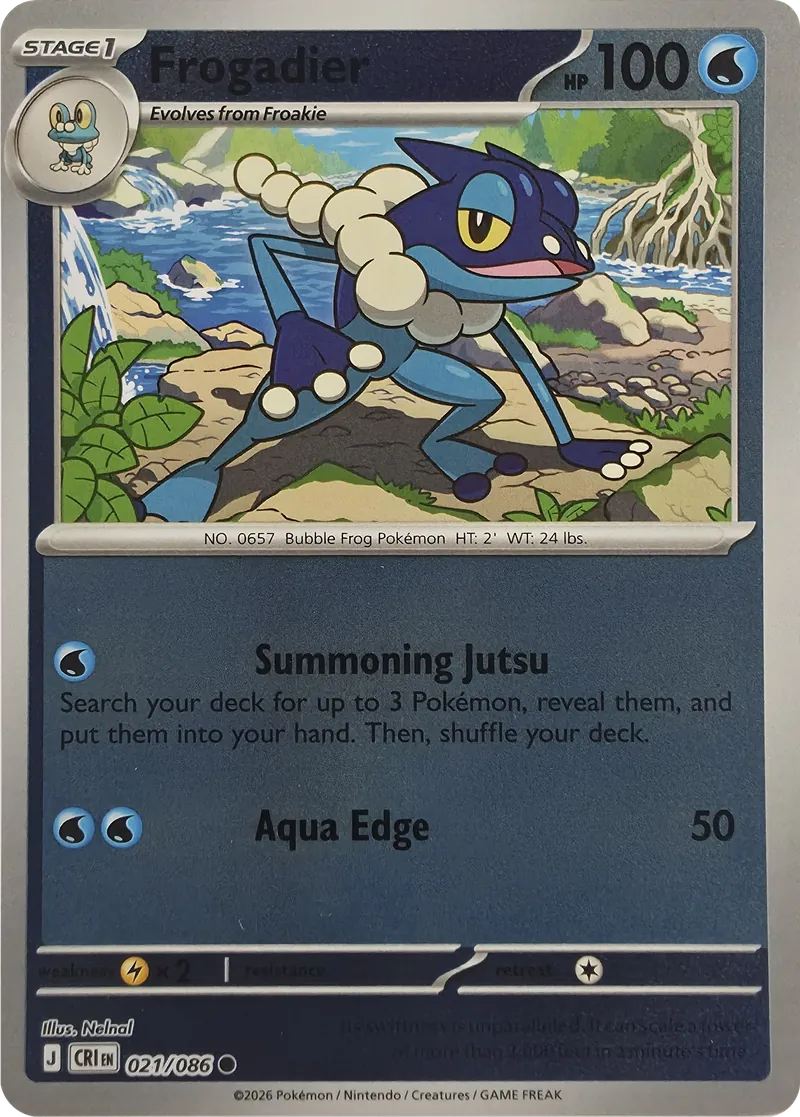 2026 Pokemon Chaos Rising Frogadier #021/086 Reverse Holo Common front
