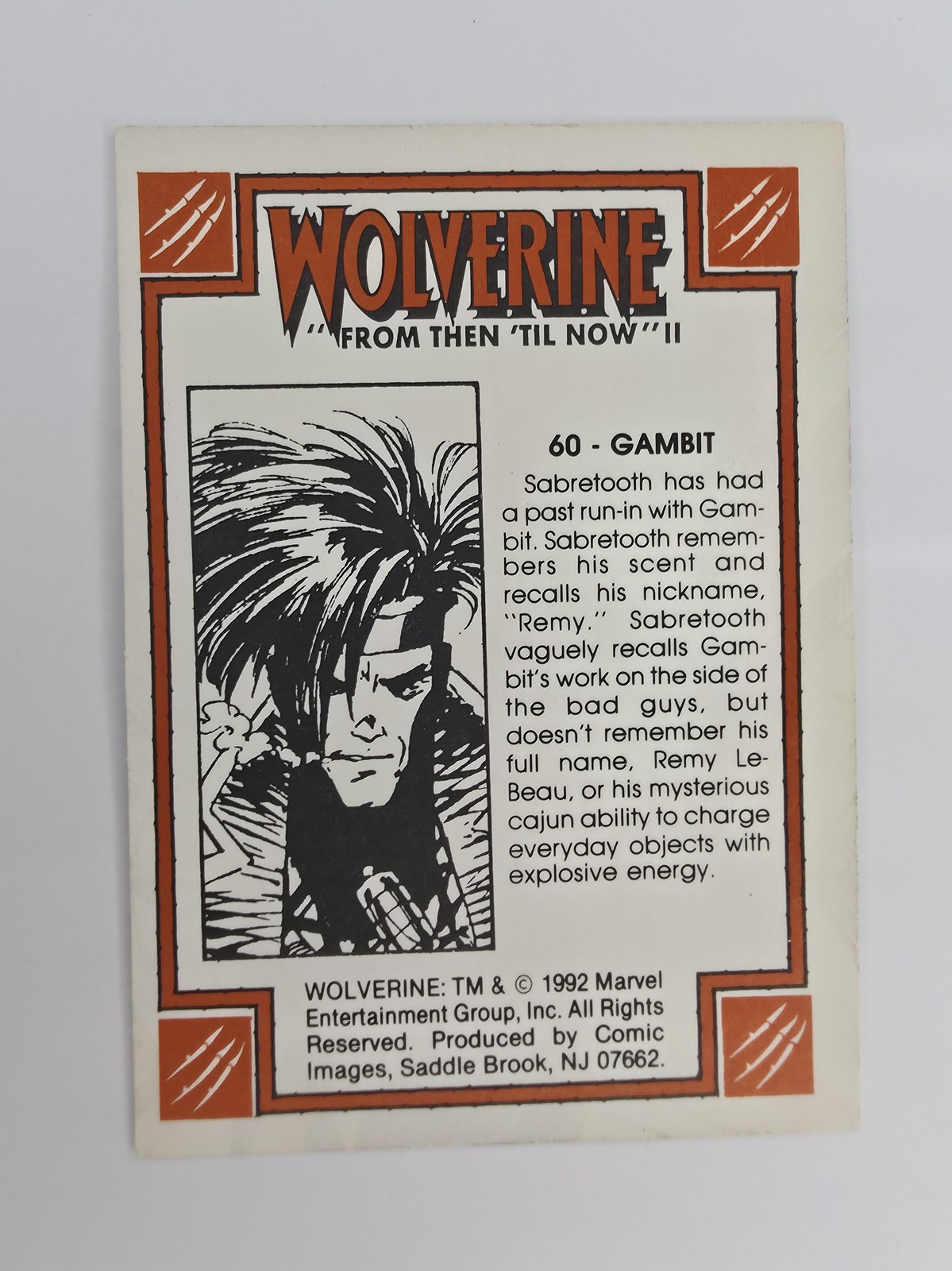 Gambit vs. Sabretooth #60 back