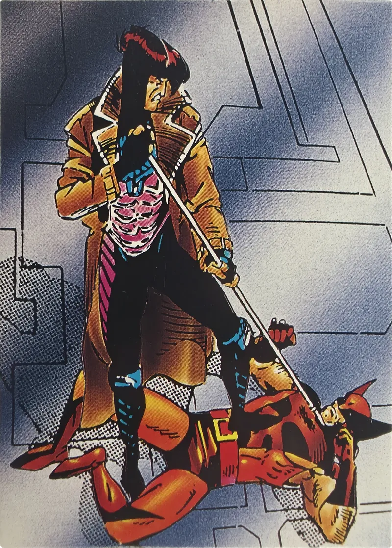 1992 Comic Images Wolverine: From Then 'Til Now II Gambit vs. Sabretooth #60, front
