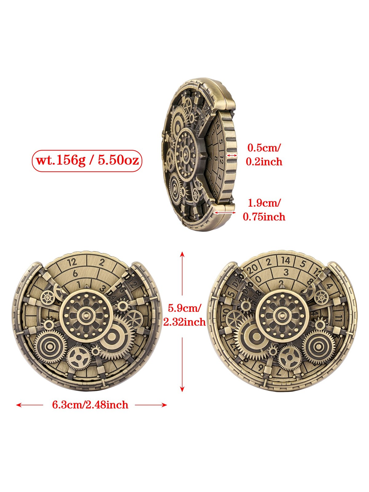 Gear Coin Dice Roller, Metal Spinning Result Wheel, Tabletop RPG, photo 6