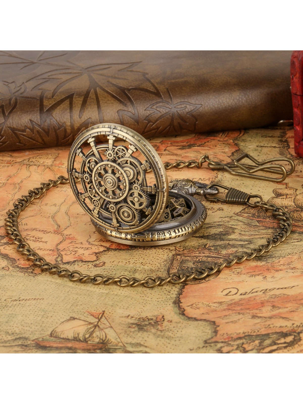 Gear Dice Set, Metal Pocket-Watch Case, Bronze or Dark Silver, photo 3