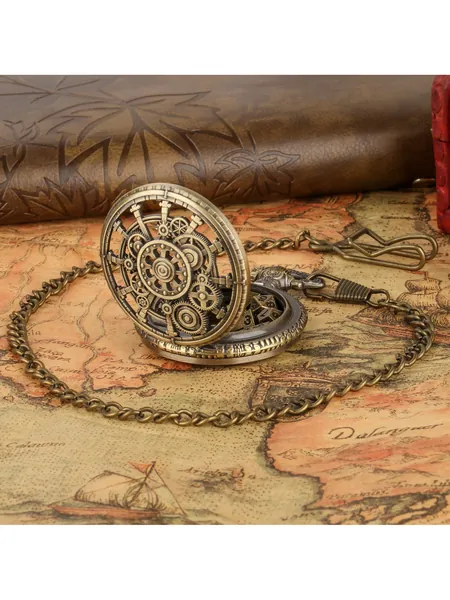 Gear Dice Set, Metal Pocket-Watch Case, Bronze or Dark Silver, photo 3