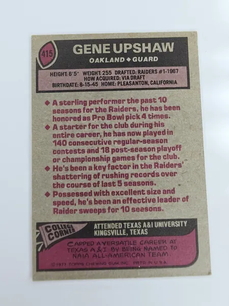 Gene Upshaw back, earlier photo