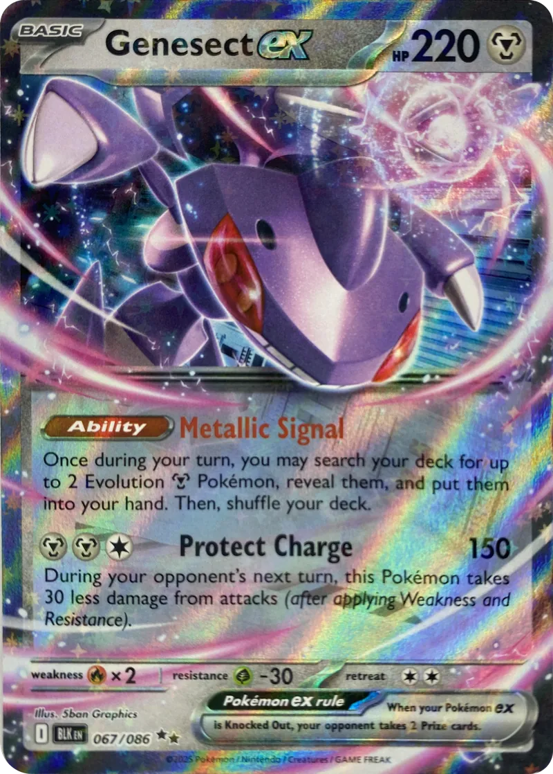 2025 Pokemon Black Bolt Genesect ex #067/086 Double Rare front