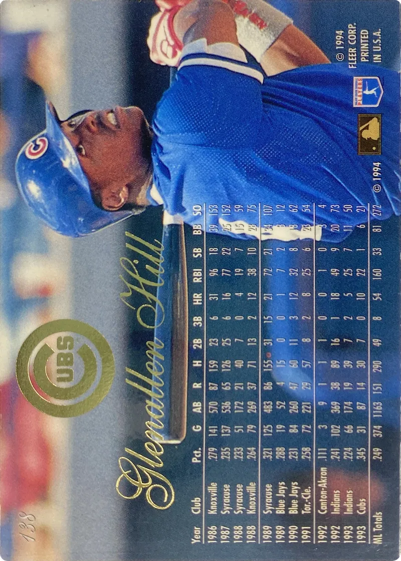 Glenallen Hill #138, back