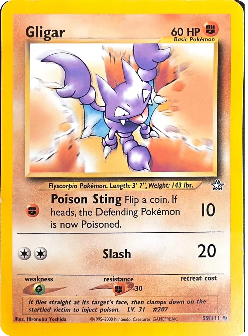 2000 Pokemon Neo Genesis Gligar #59/111 Unlimited Common, front