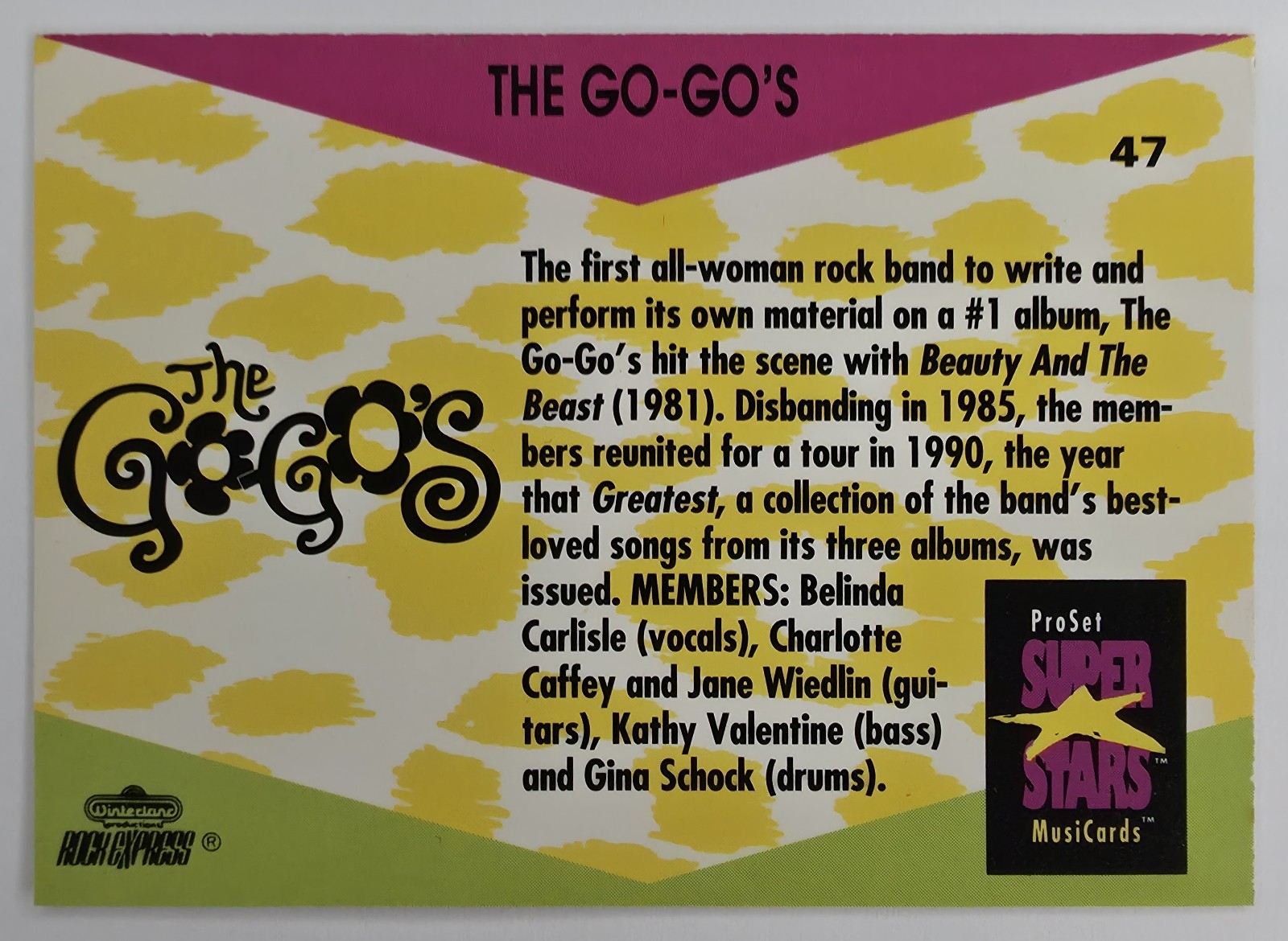 1991 Pro Set SuperStars MusiCards The Go-Go's #47 back