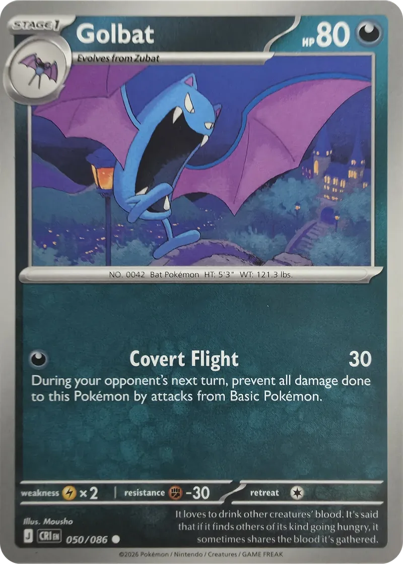 2026 Pokemon Chaos Rising Golbat #050/086 Common front