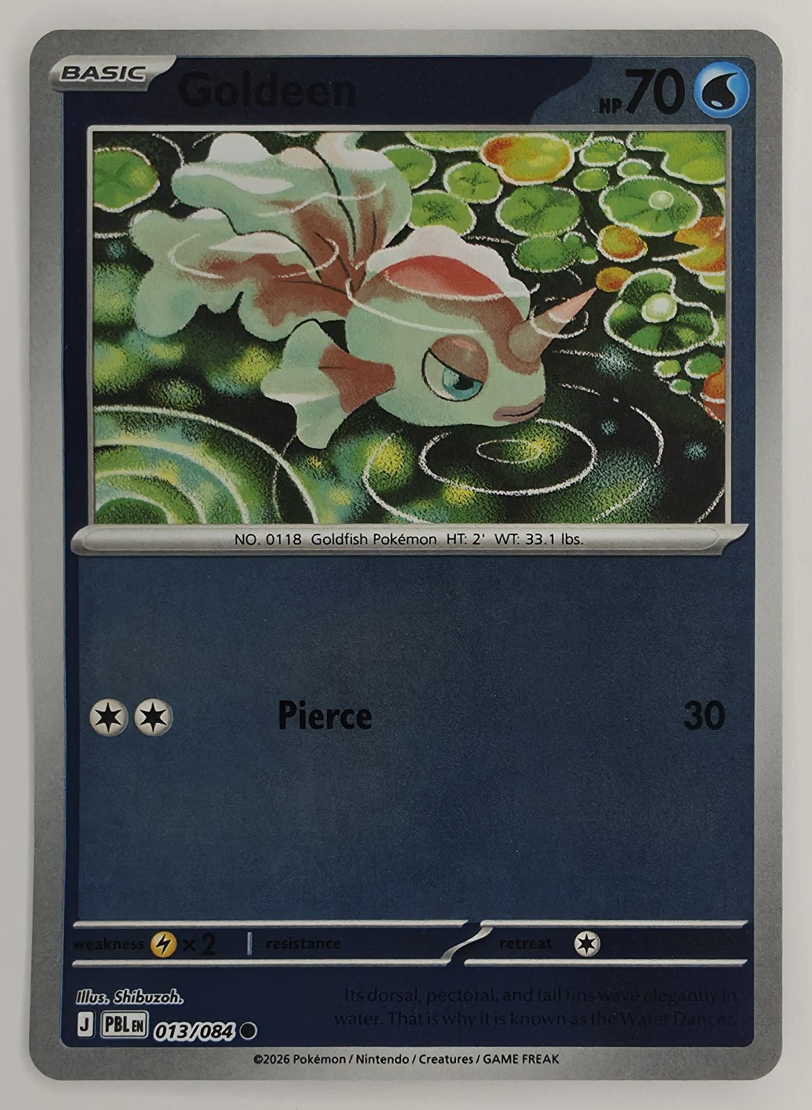 2026 Pokemon Pitch Black Goldeen #013/084 Reverse Holo Common front