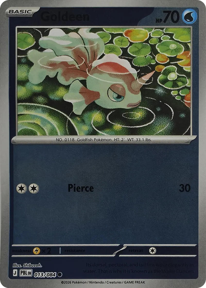 2026 Pokemon Pitch Black Goldeen #013/084 Reverse Holo Common front