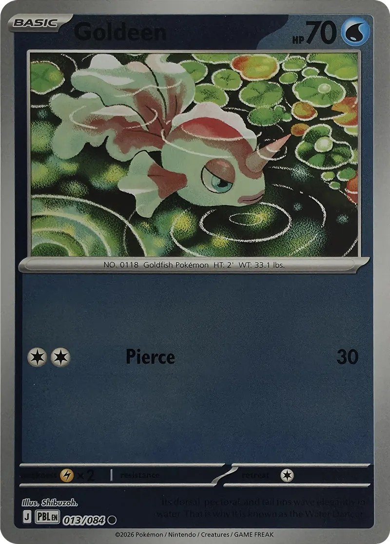 2026 Pokemon Pitch Black Goldeen #013/084 Reverse Holo Common front