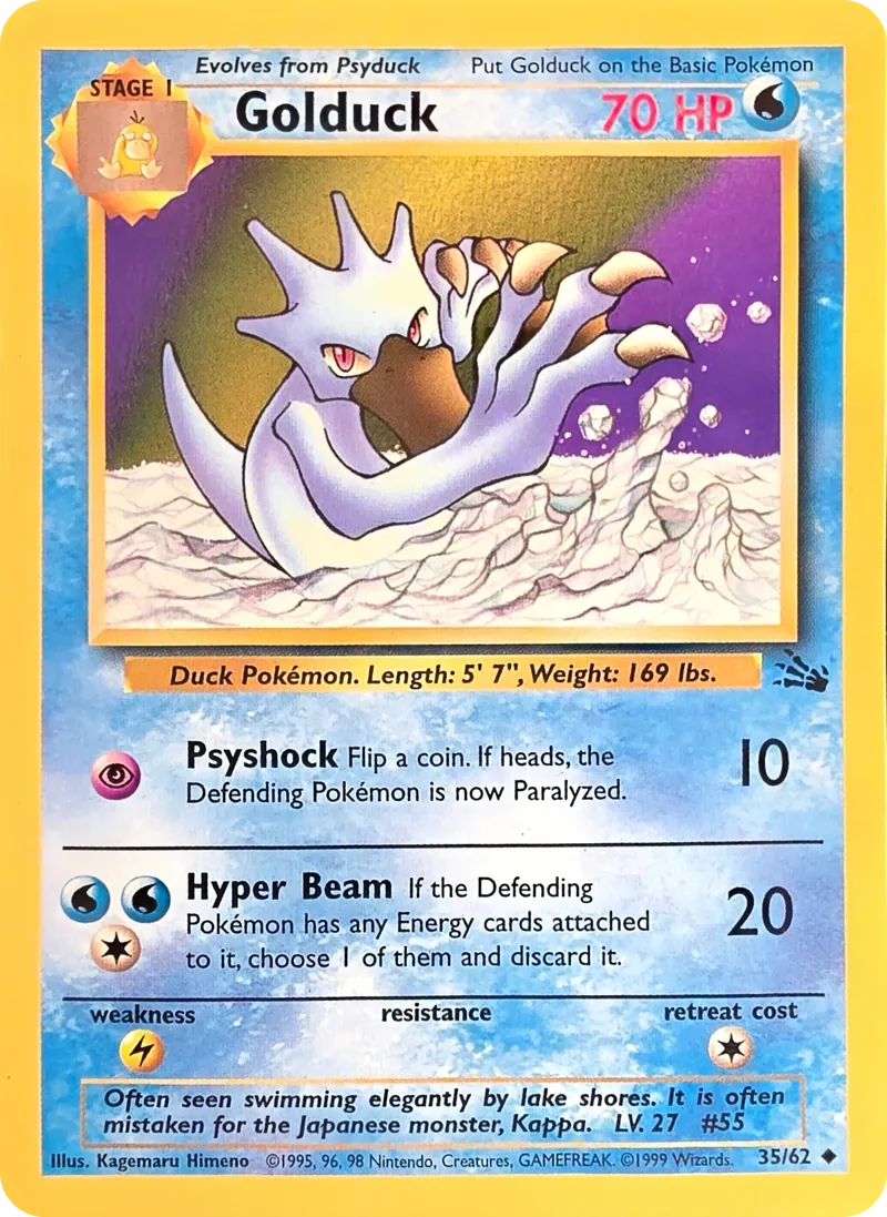 1999 Pokemon Fossil Golduck #35/62 Unlimited Uncommon, front