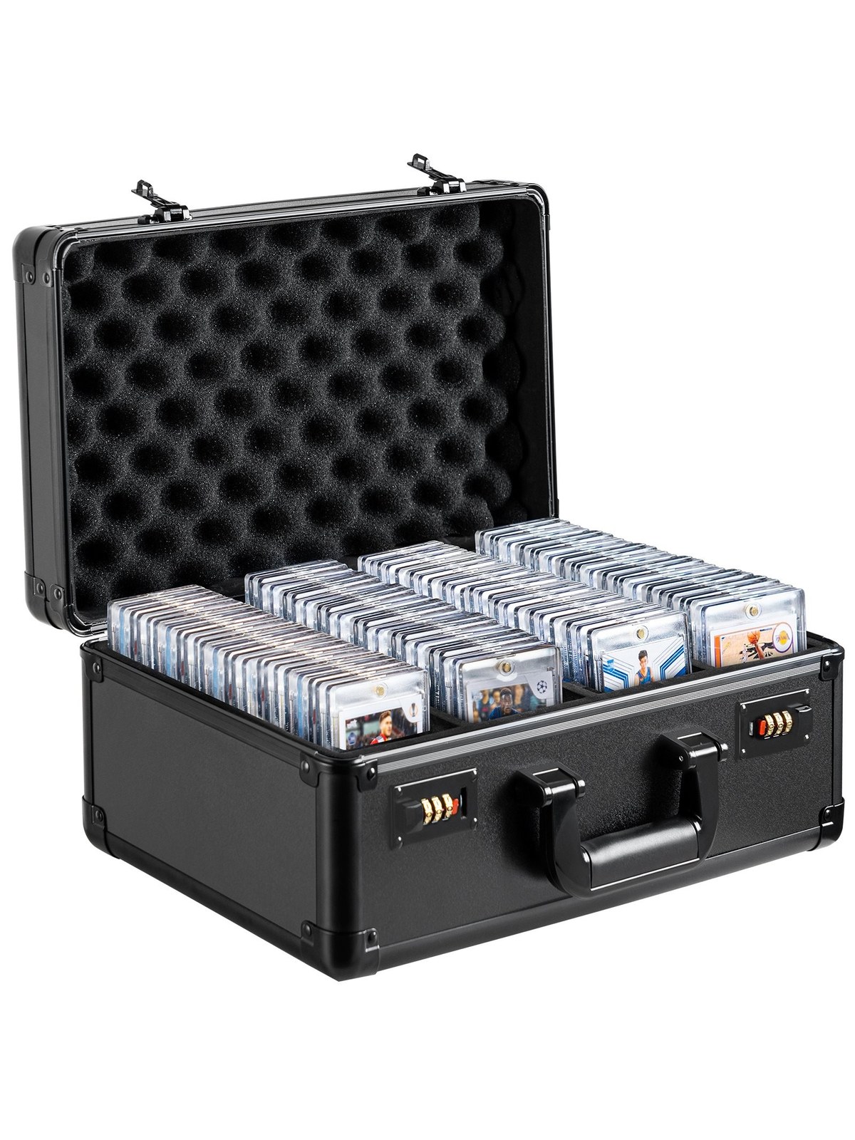 Graded Card Carrying Case, 4-Slot, Combination Lock, Foam Dividers, photo 4