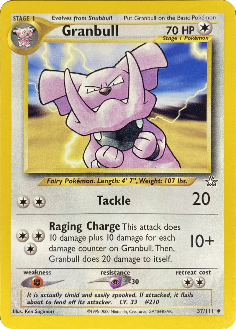 2000 Pokemon Neo Genesis Granbull #037/111 Uncommon front