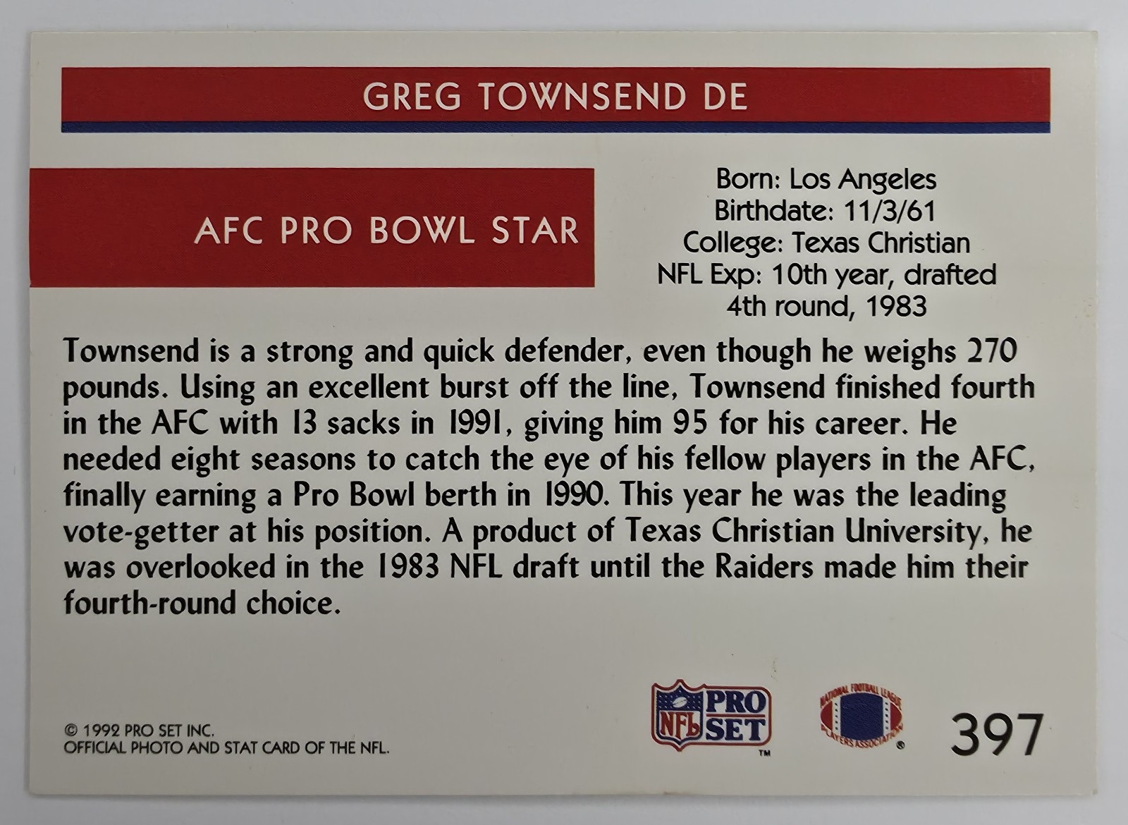 Greg Townsend back