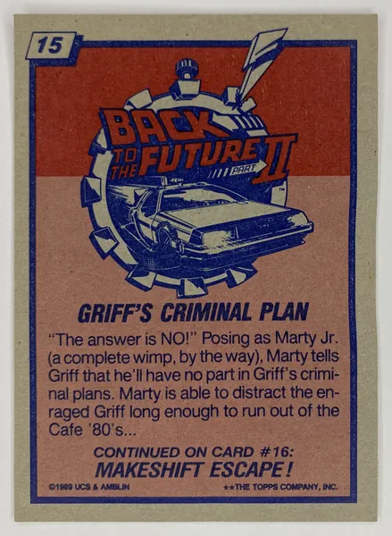 1989 Topps Back to the Future Part II Griff's Criminal Plan #15 back