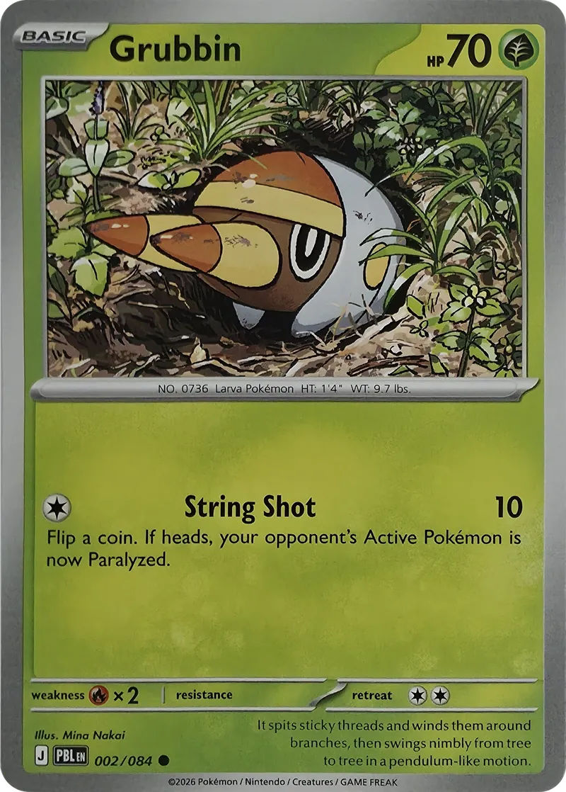 2026 Pokemon Pitch Black Grubbin #002/084 Common front