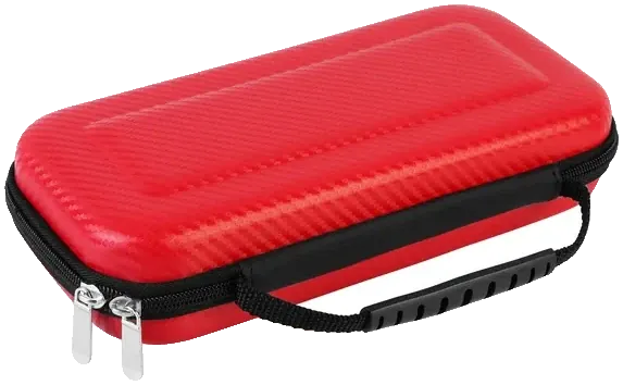 Red hard shell carry case for a handheld console, photo 1