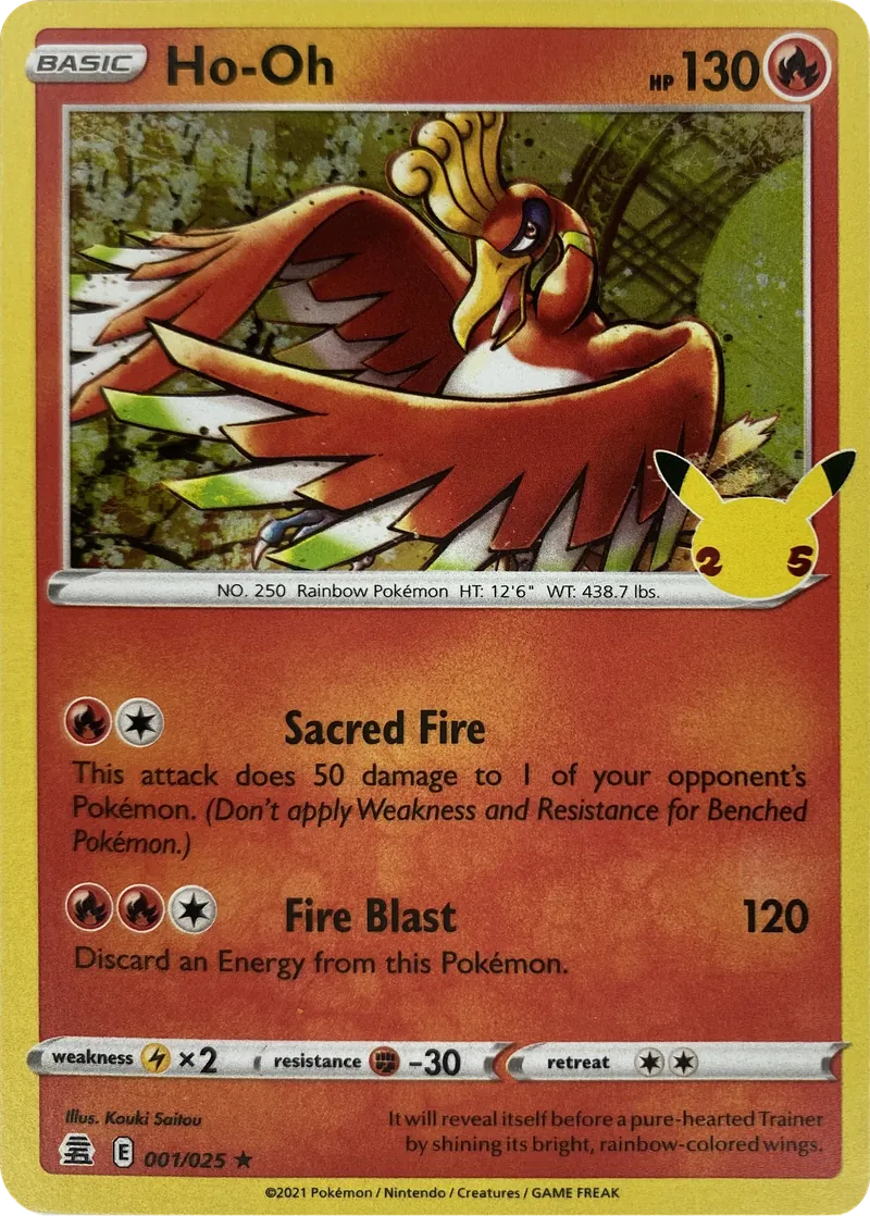 2021 Pokemon Celebrations Ho-Oh #001/025 Holo Rare front