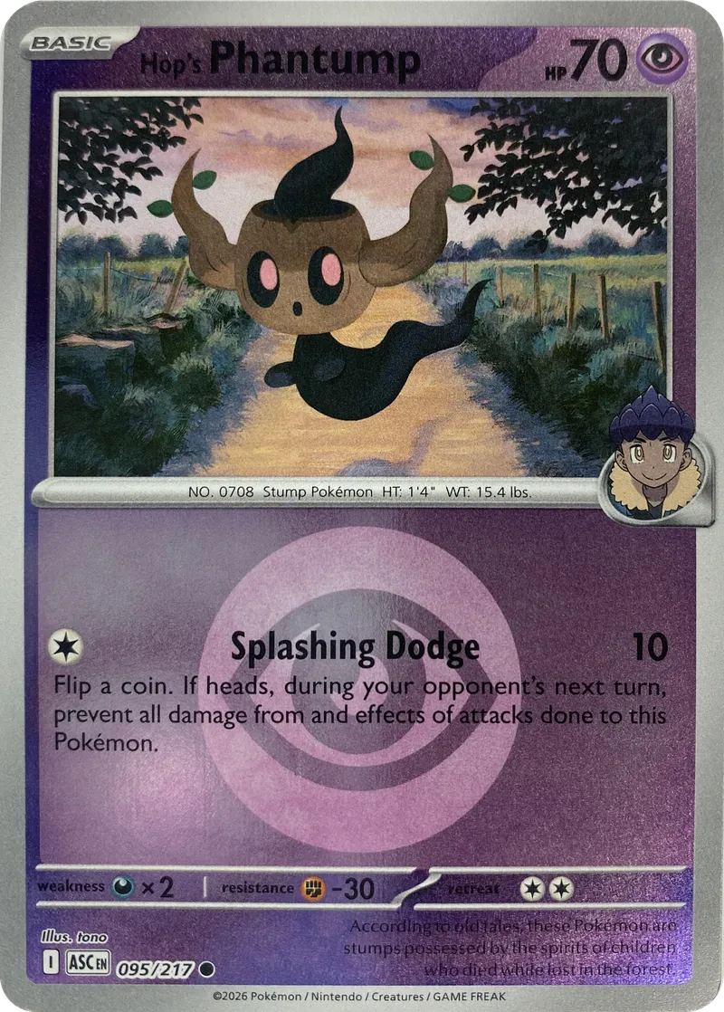 2026 Pokemon Ascended Heroes Hop's Phantump #095/217 Energy Symbol Pattern Reverse Holo Common front