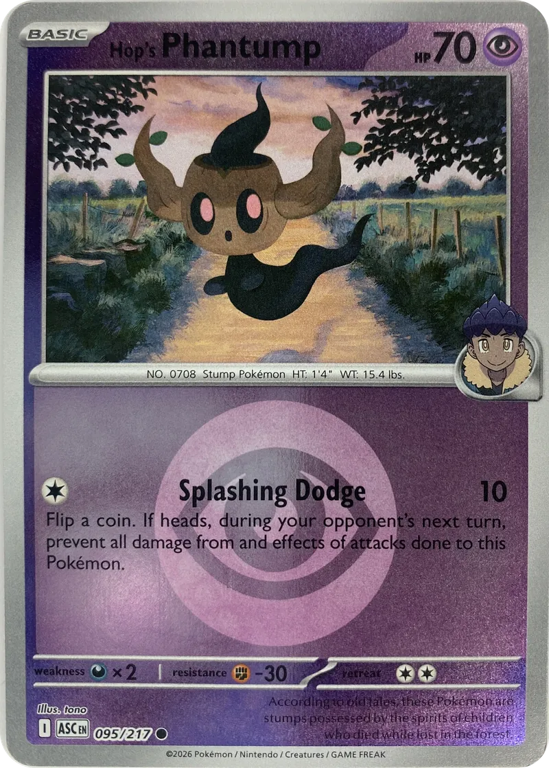 2026 Pokemon Ascended Heroes Hop's Phantump #095/217 Energy Symbol Pattern Reverse Holo Common front