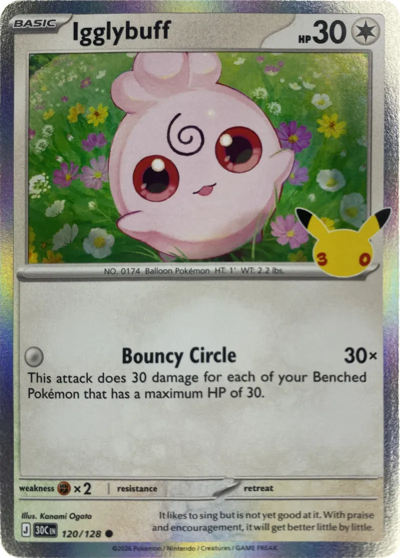 2026 Pokemon 30th Celebration Igglybuff #120/128 Common front
