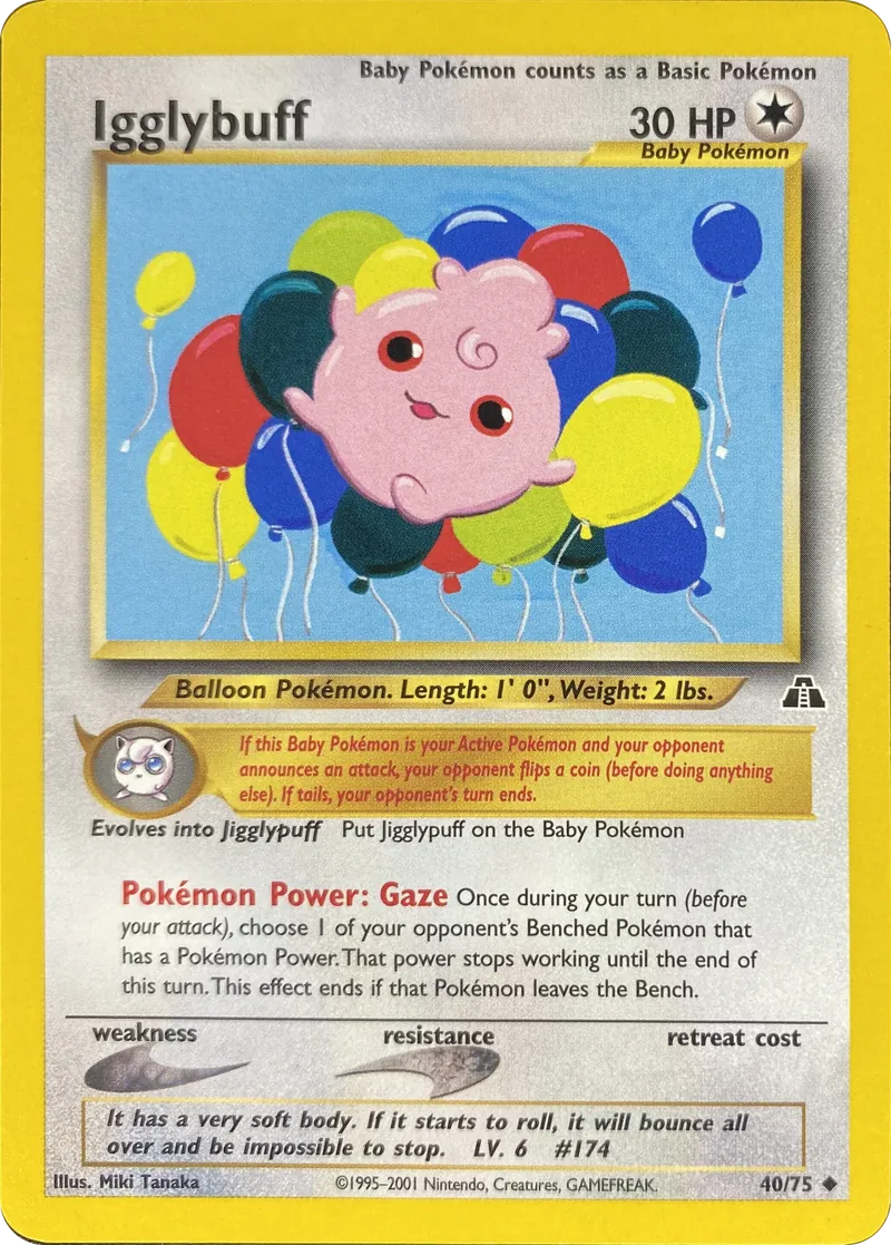 2001 Pokemon Neo Discovery Igglybuff #40/75 Uncommon front