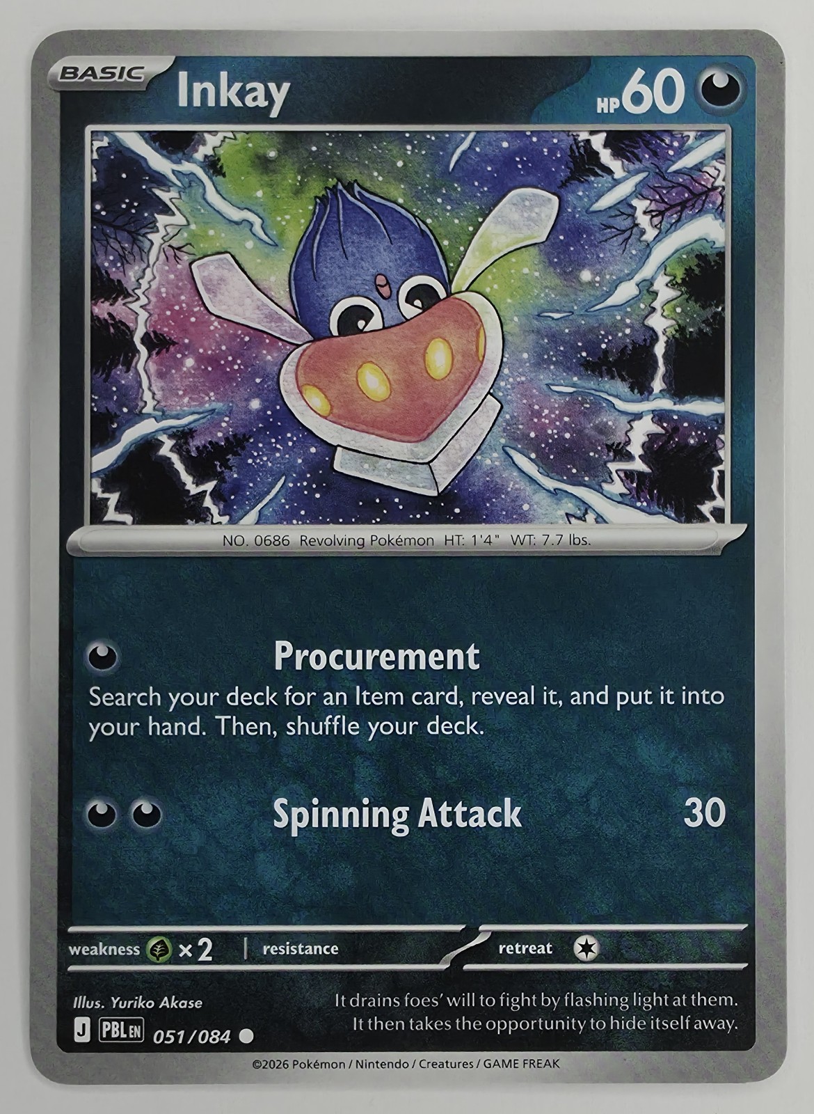 2026 Pokemon Pitch Black Inkay #051/084 Common front