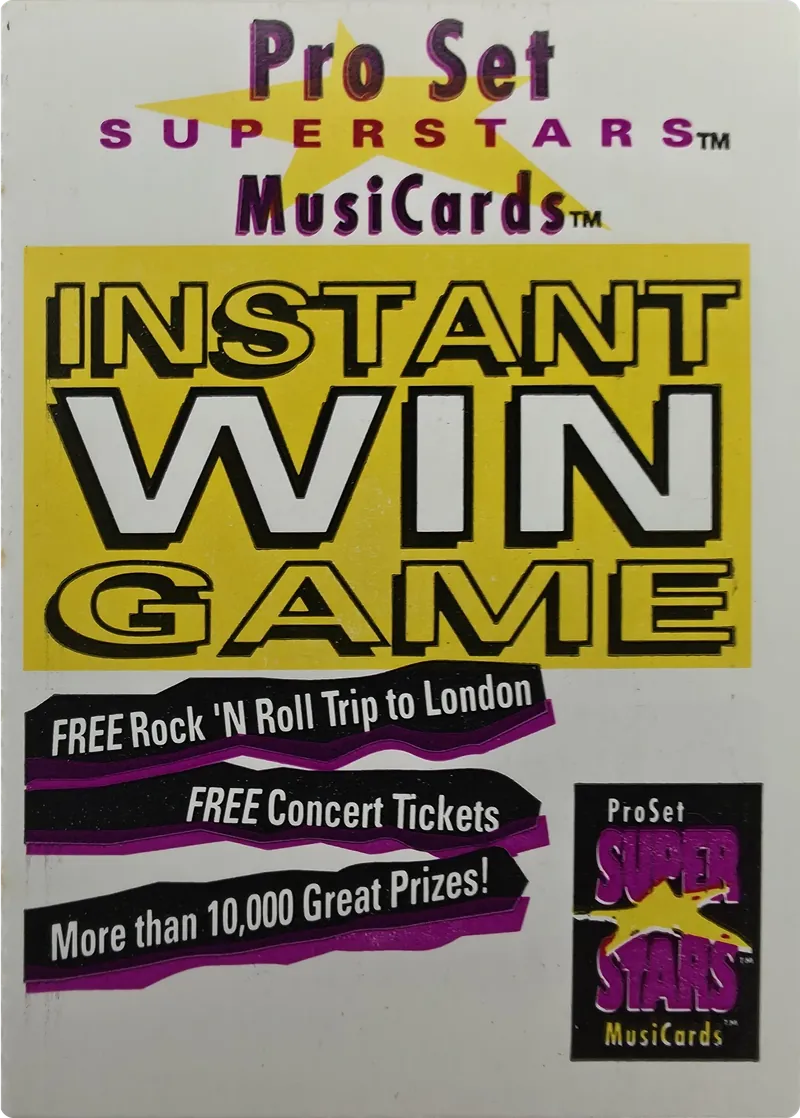 1991 Pro Set SuperStars MusiCards Instant Win Game Card Insert (Unscratched) front