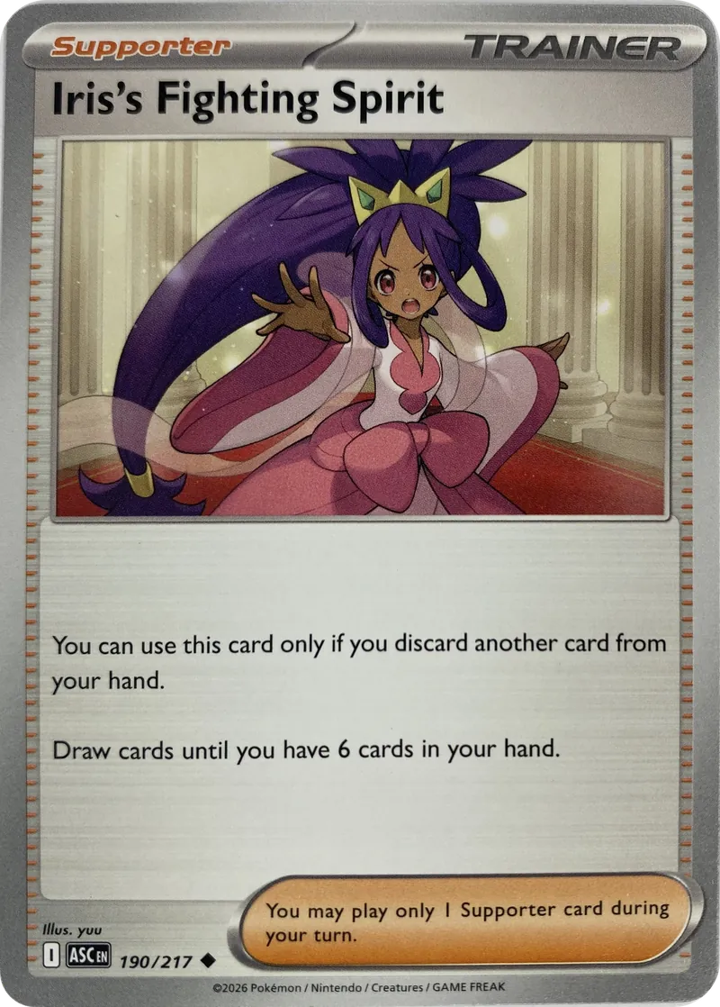 2026 Pokemon Ascended Heroes Iris's Fighting Spirit #190/217 Uncommon Trainer front