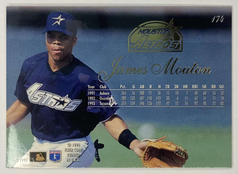 1994 Flair James Mouton #174 Houston Astros back