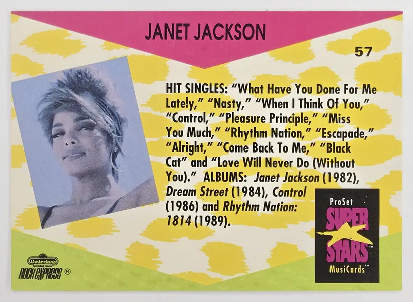 1991 Pro Set SuperStars MusiCards Janet Jackson #57 back