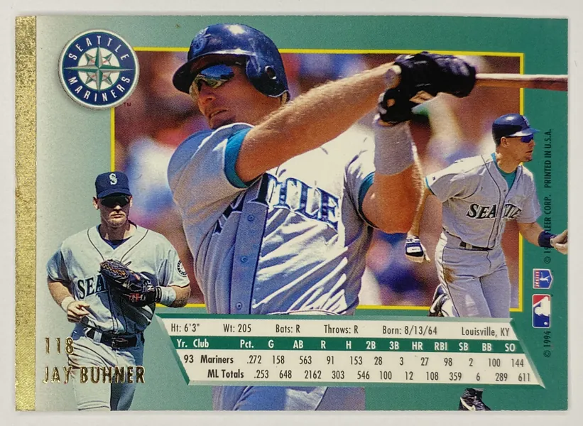 1994 Fleer Ultra Jay Buhner #118 Seattle Mariners back