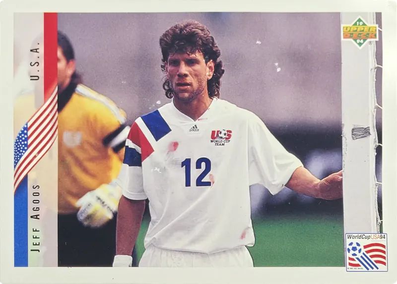 1994 Upper Deck World Cup English/Spanish Jeff Agoos #18 USA front