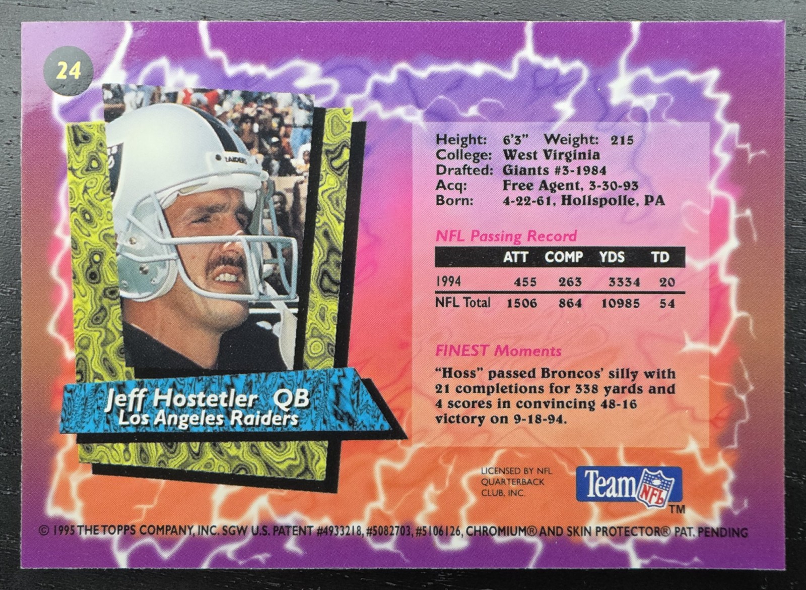 Jeff Hostetler back