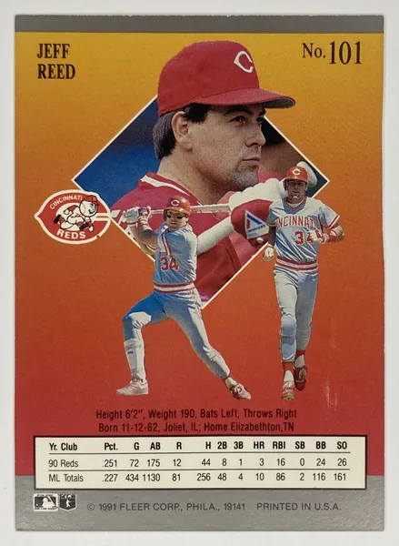 1991 Fleer Ultra Jeff Reed #101 Cincinnati Reds back