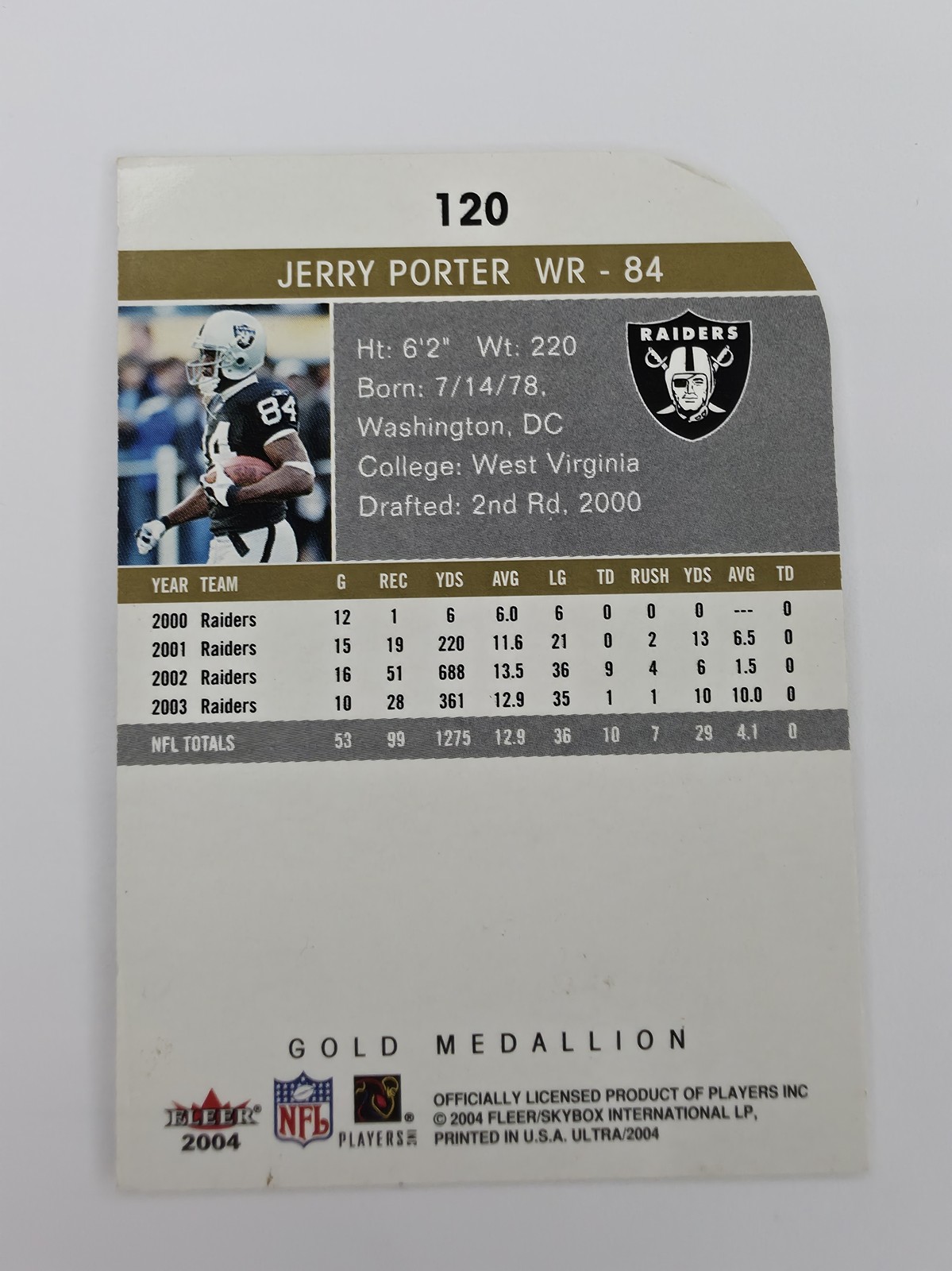 Jerry Porter back, earlier photo