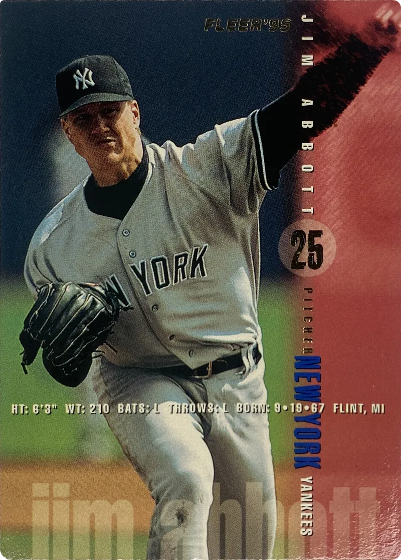 1995 Fleer Jim Abbott #65 New York Yankees front
