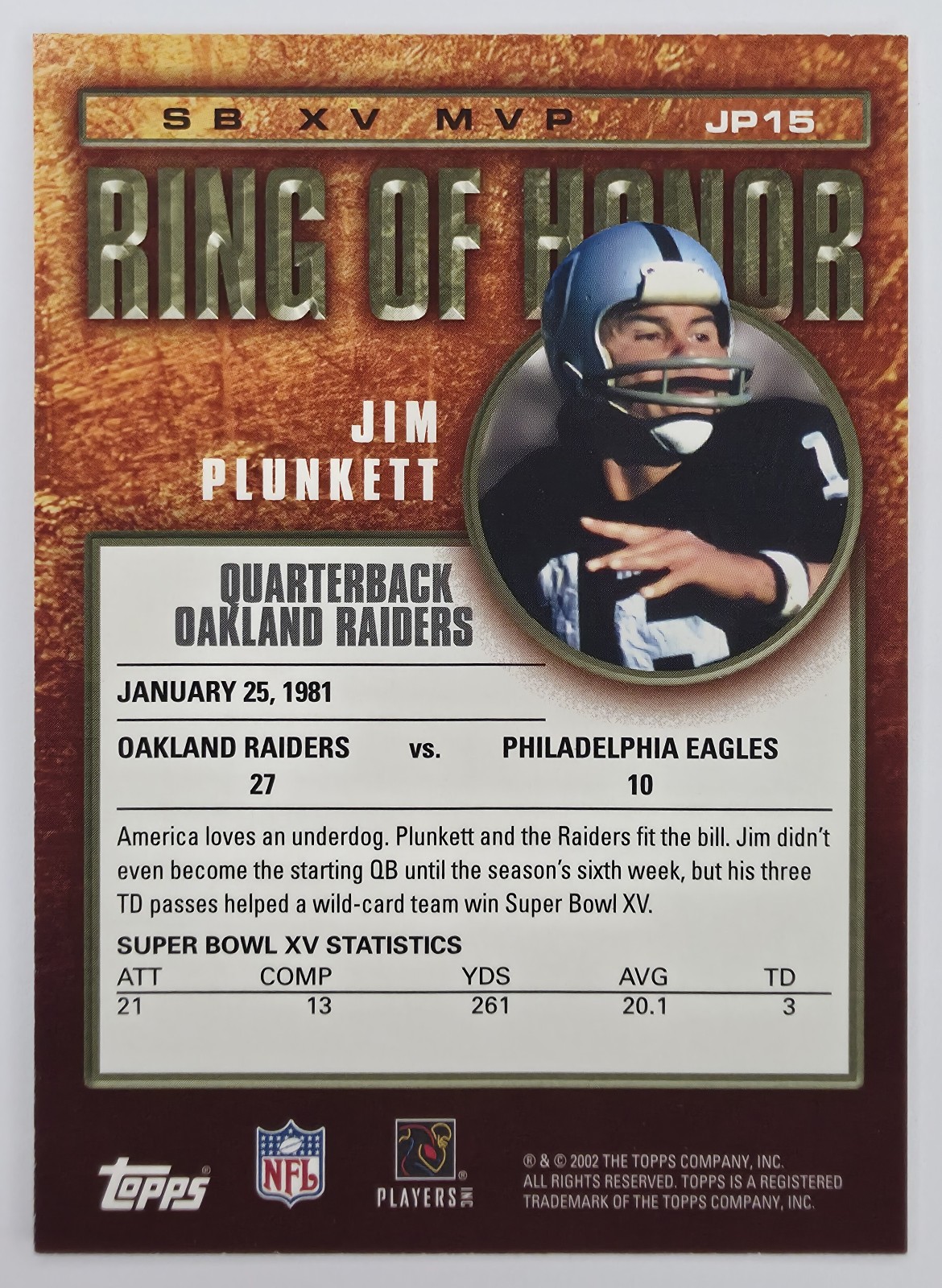 Jim Plunkett back