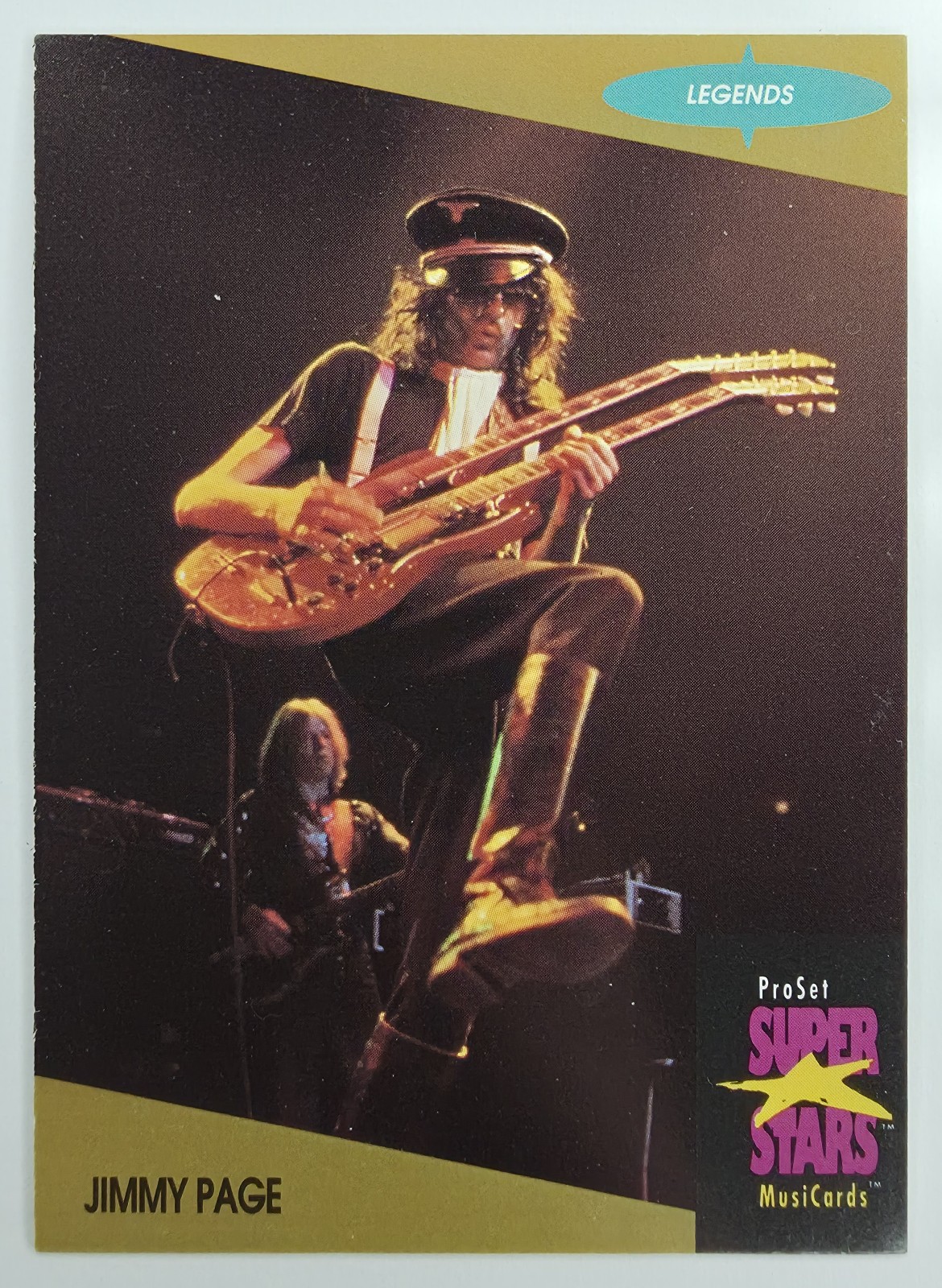 1991 Pro Set SuperStars MusiCards Jimmy Page #18b Legends Logo Lower Right front